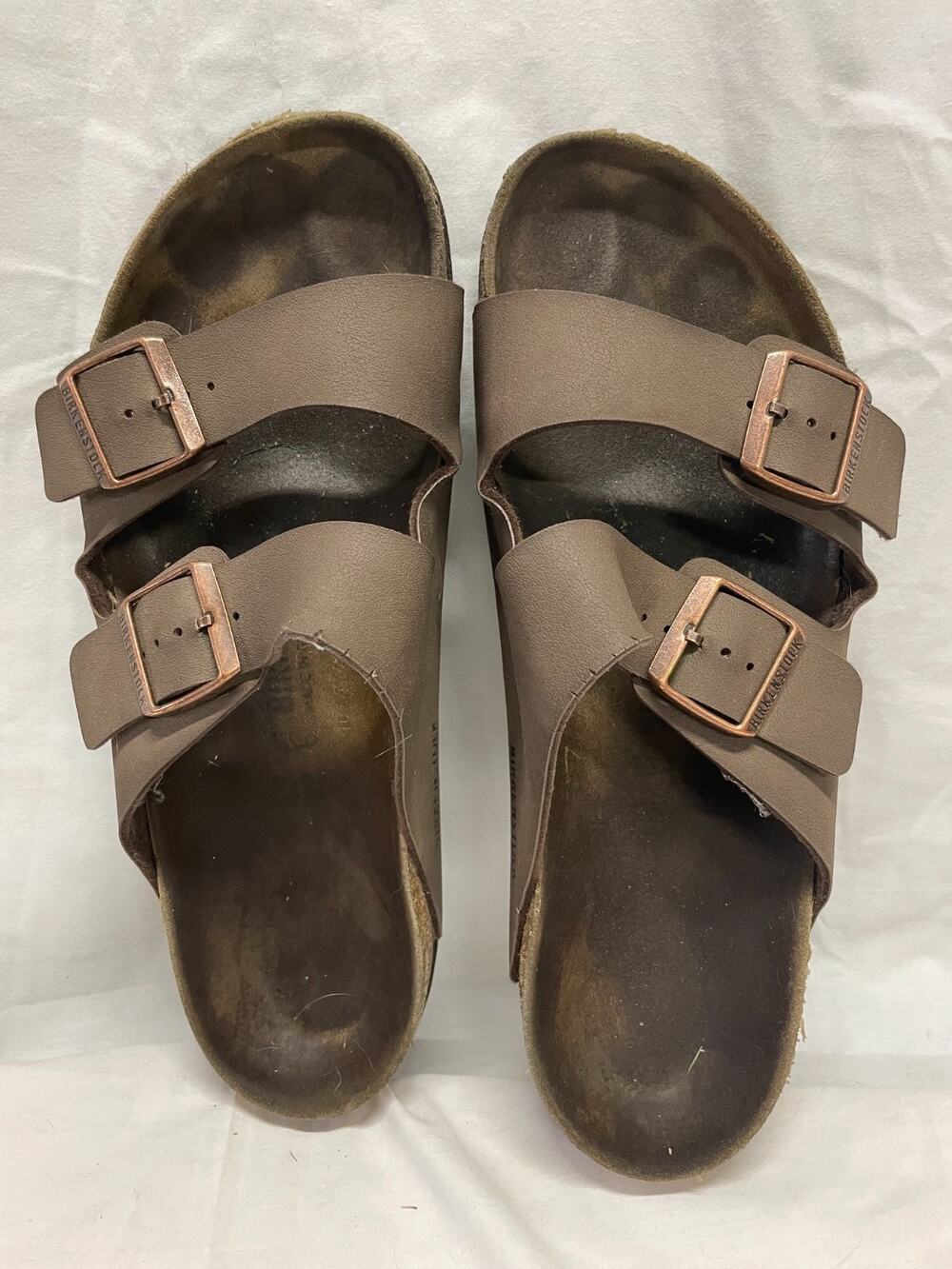 Birkenstock Arizona Two-Strap Sandals Mocha Brown Copper Buckle Men Size 10-10.5